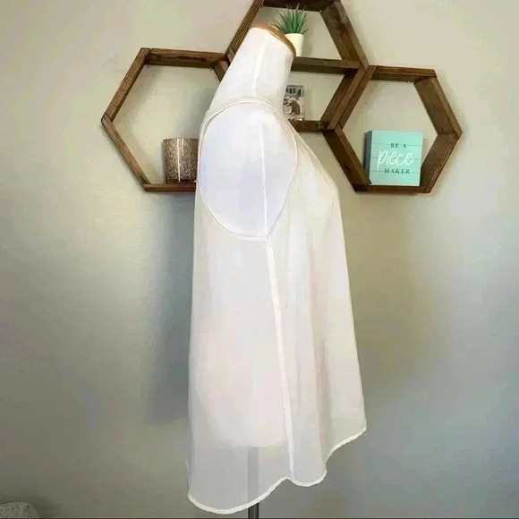 Garage light pink chiffon button up long tank top - Picture 3 of 5